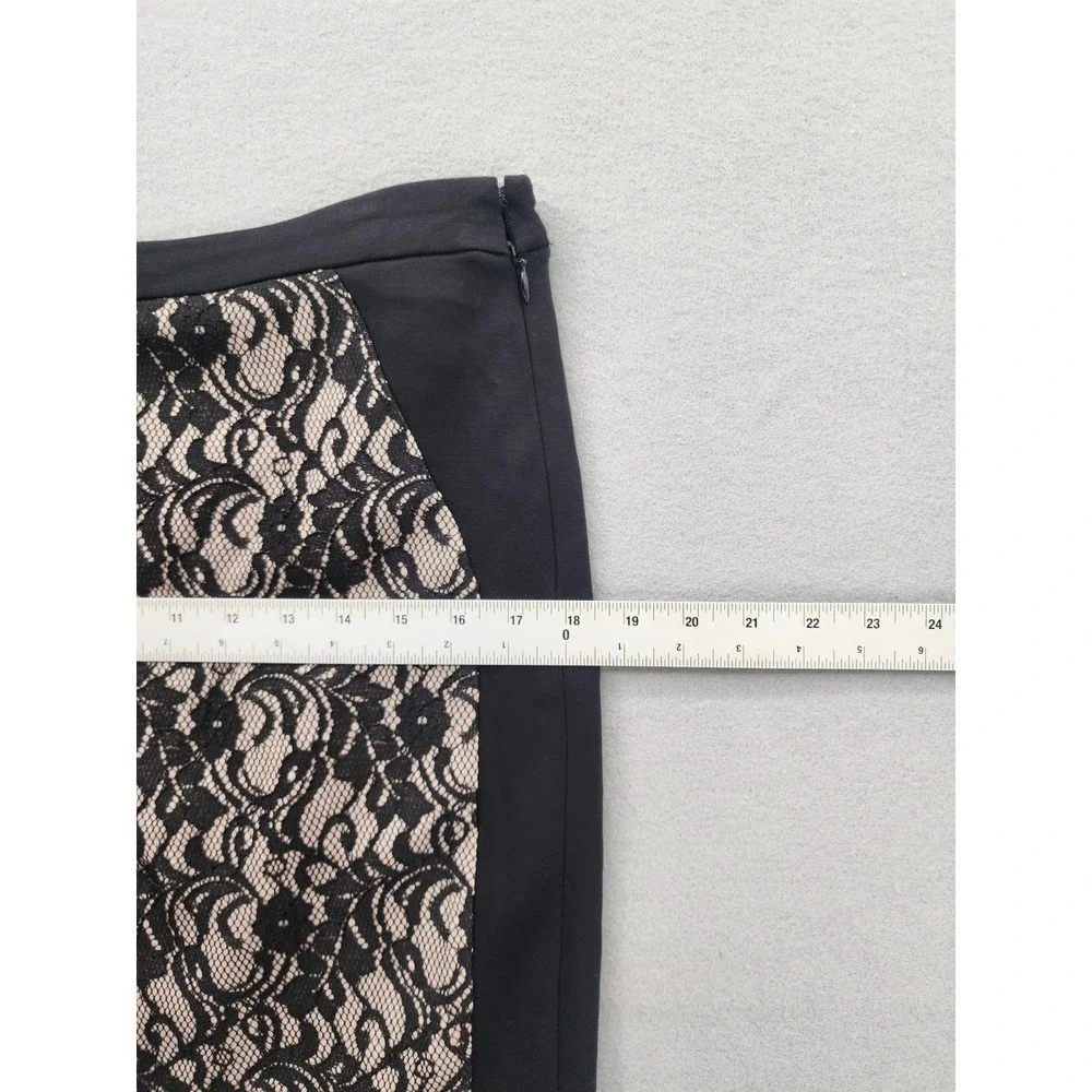 The Limited Black Lace Panel Pencil Skirt Size 8 Professional Workwear Chic 80s